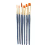 Gold Flat and Round Taklon Brushes 6 Pack
